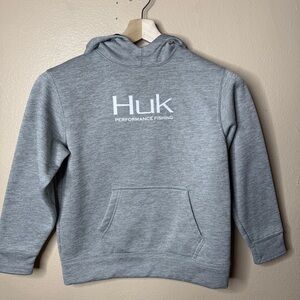 Huk Sweater Kids Medium Gray Huk Long Sleeve Performance Fleece Sweatshirt